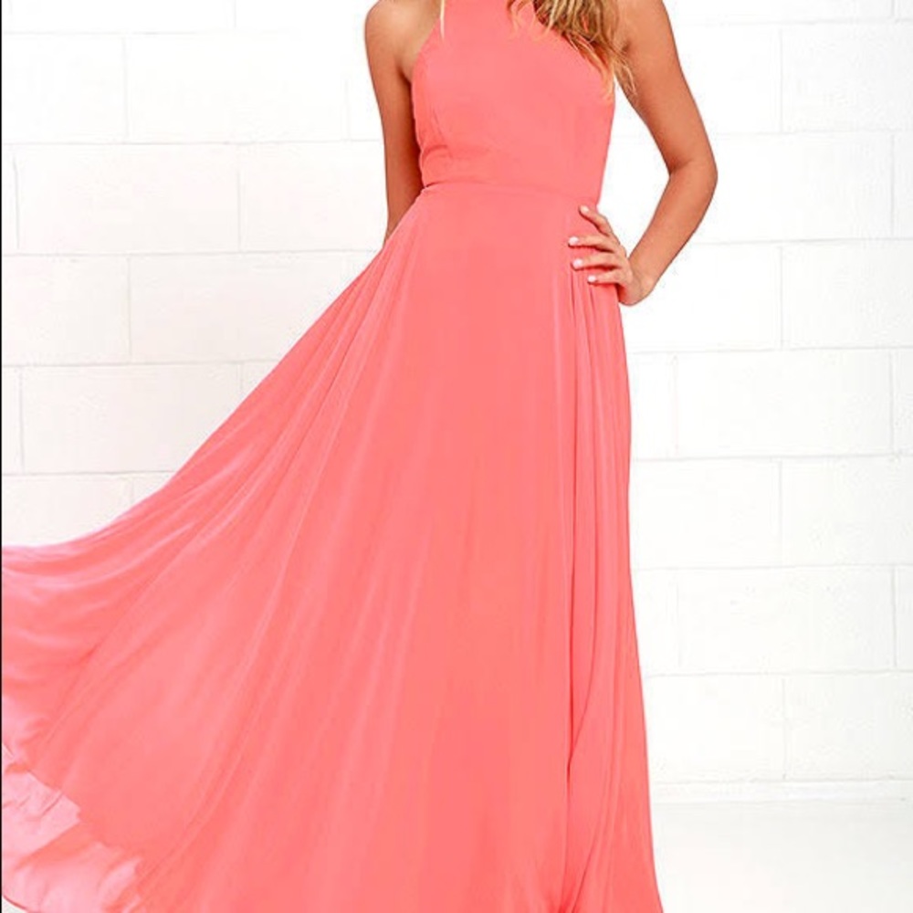 Lulu’s Mythical Kind of Love Coral Maxi Dress